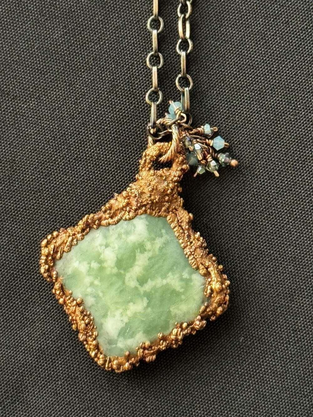 Artisan Handmade Copper Electroformed Harmony Jasper Square Pendant Necklace